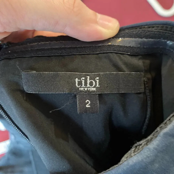 TIBI Strapless Towel Dress Navy Silk Size 2 Chic Effortless Drape Front - Picture 7 of 13